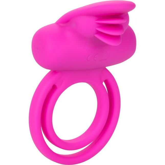 Dual Clit Flicker Vibrating Cock Ring in Pink