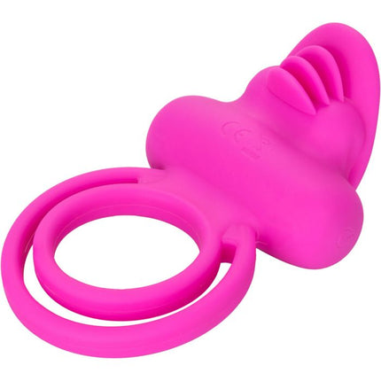 Dual Clit Flicker Vibrating Cock Ring in Pink