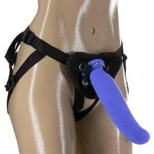 Seven Creations 9" Vibrating Strap-On & Harness - Purple