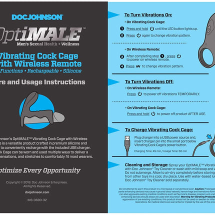 Optimale Vibrating Cock Cage & Wireless Remote in Slate