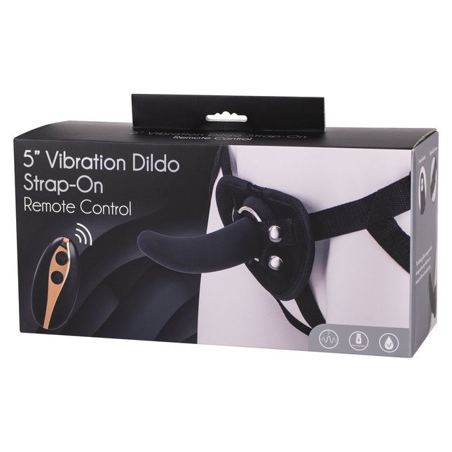 Seven Creations 5” Vibrating Strap-On & Harness - Black